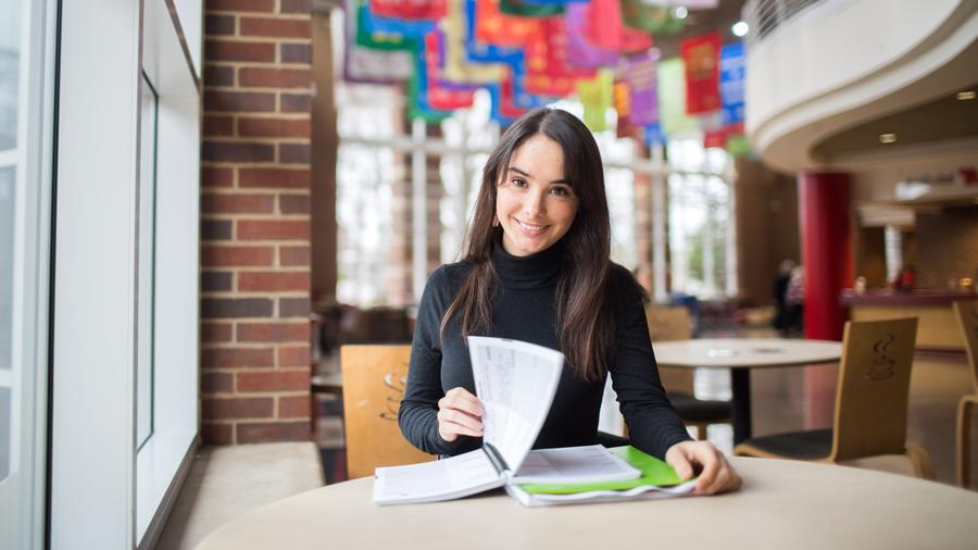 Student studying in the Morgan University Center