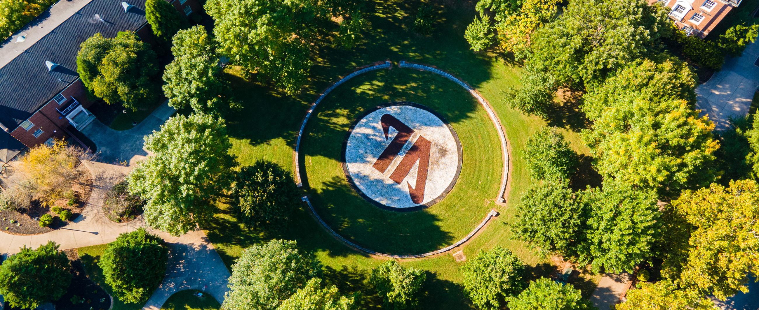 Aerial view of the AP logo in the Harned Bowl